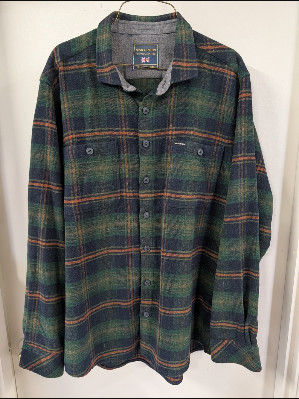 Guide London Plaid Flannel Button Down Shirt Size L Men Outdoor Cabin Cottage